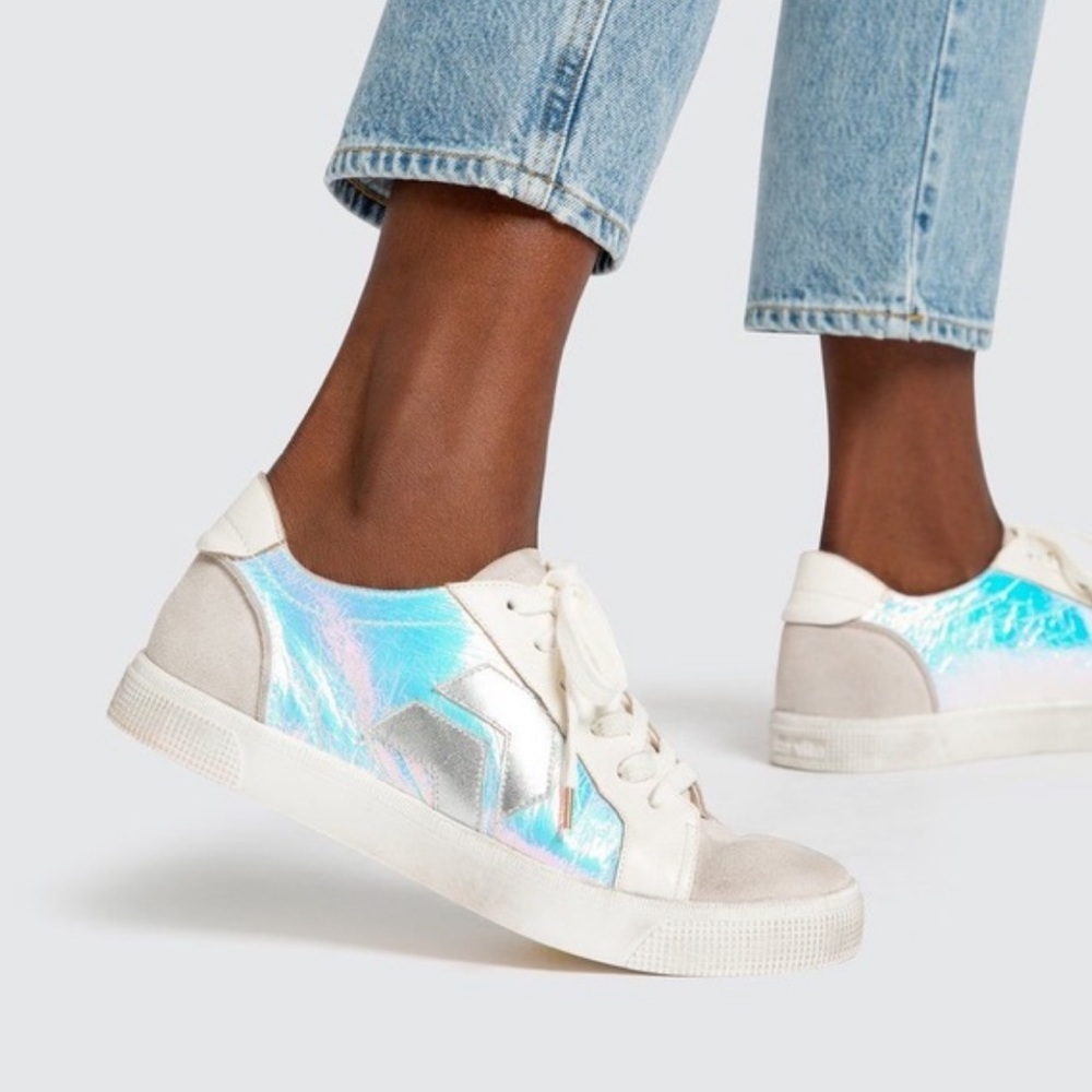 NWT Dolce Vita Zaga Iridescent Distressed Sneakers